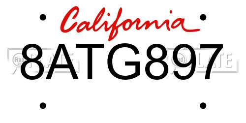 8ATG897 California License Plate