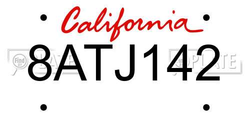 8ATJ142 California License Plate