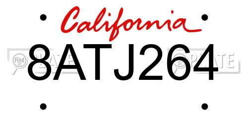 8ATJ264 California License Plate