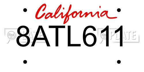 8ATL611 California License Plate