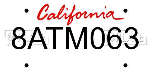 8ATM063 California License Plate