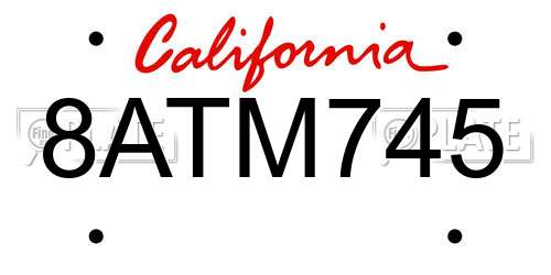 8ATM745 California License Plate