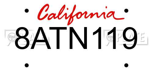8ATN119 California License Plate