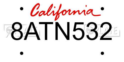 8ATN532 California License Plate