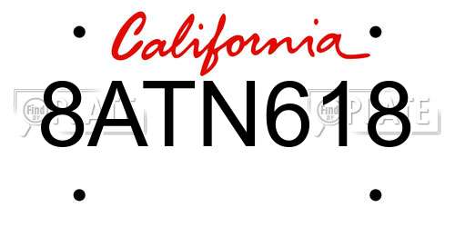 8ATN618 California License Plate