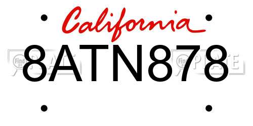 8ATN878 California License Plate