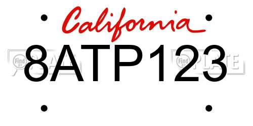 8ATP123 California License Plate
