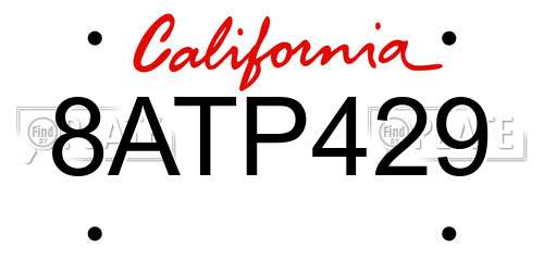 8ATP429 California License Plate