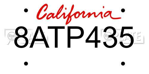 8ATP435 California License Plate