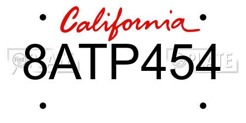 8ATP454 California License Plate
