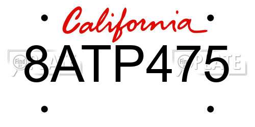 8ATP475 California License Plate