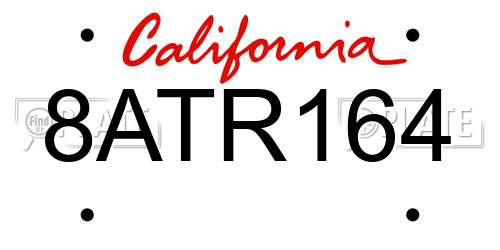 8ATR164 California License Plate