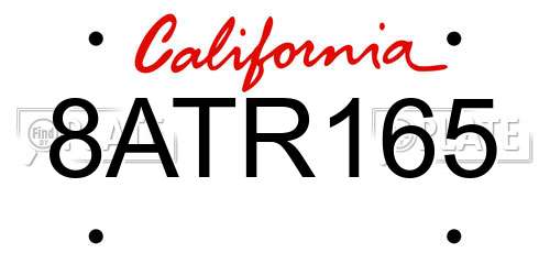 8ATR165 California License Plate