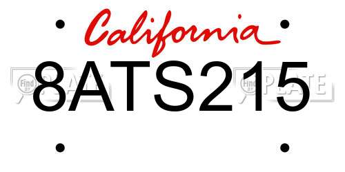 8ATS215 California License Plate