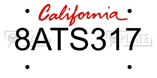 8ATS317 California License Plate