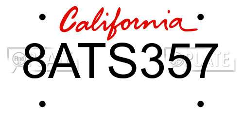 8ATS357 California License Plate