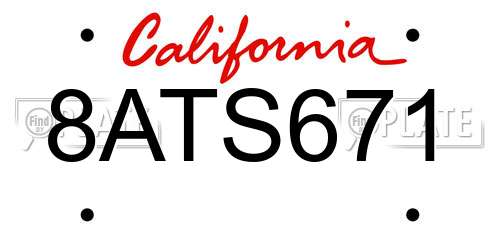 8ATS671 California License Plate