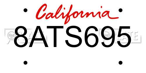 8ATS695 California License Plate