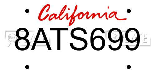 8ATS699 California License Plate