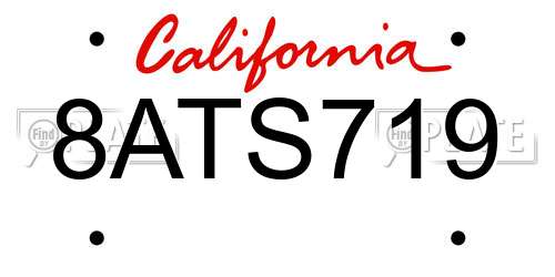 8ATS719 California License Plate