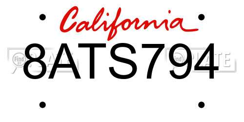 8ATS794 California License Plate