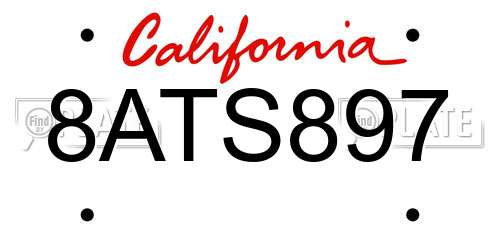 8ATS897 California License Plate