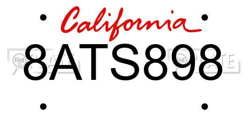 8ATS898 California License Plate