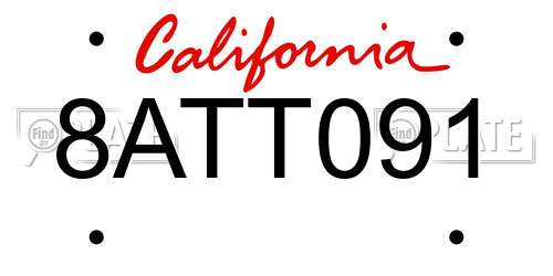 8ATT091 California License Plate