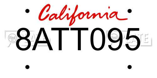8ATT095 California License Plate