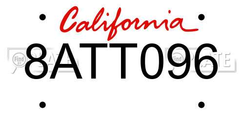 8ATT096 California License Plate