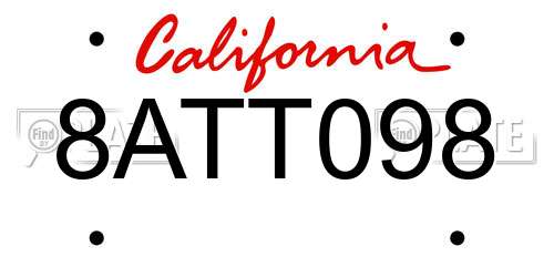 8ATT098 California License Plate