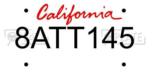 8ATT145 California License Plate
