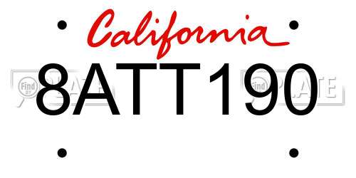 8ATT190 California License Plate