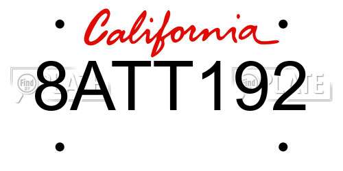 8ATT192 California License Plate