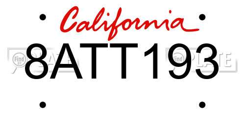 8ATT193 California License Plate