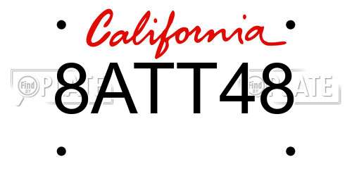 8ATT48 California License Plate