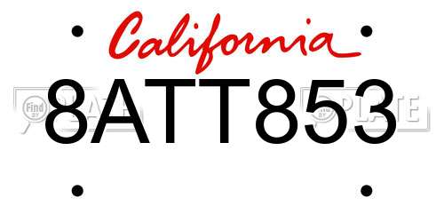 8ATT853 California License Plate