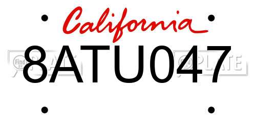 8ATU047 California License Plate