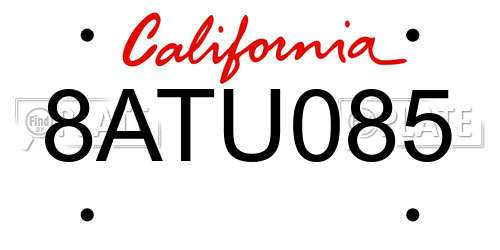 8ATU085 California License Plate