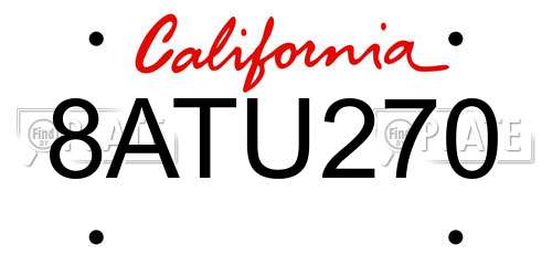 8ATU270 California License Plate
