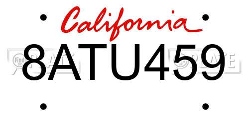 8ATU459 California License Plate