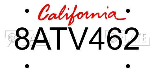 8ATV462 California License Plate