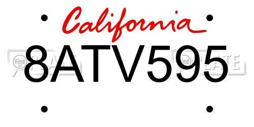 8ATV595 California License Plate