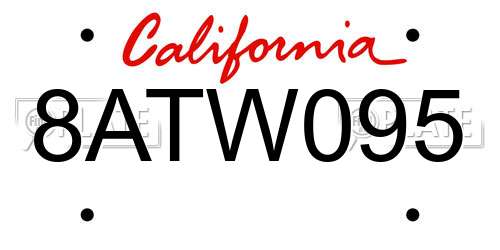 8ATW095 California License Plate