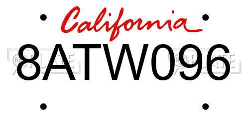 8ATW096 California License Plate
