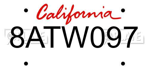 8ATW097 California License Plate
