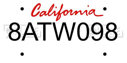 8ATW098 California License Plate