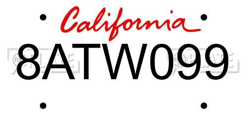 8ATW099 California License Plate