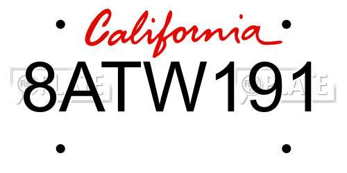 8ATW191 California License Plate