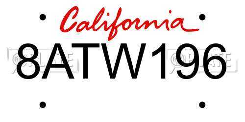 8ATW196 California License Plate